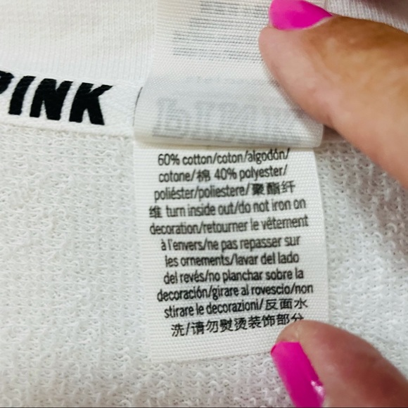 VS Pink Logo Maroon White 1/4 Zip Sweatshirt L - Picture 5 of 8